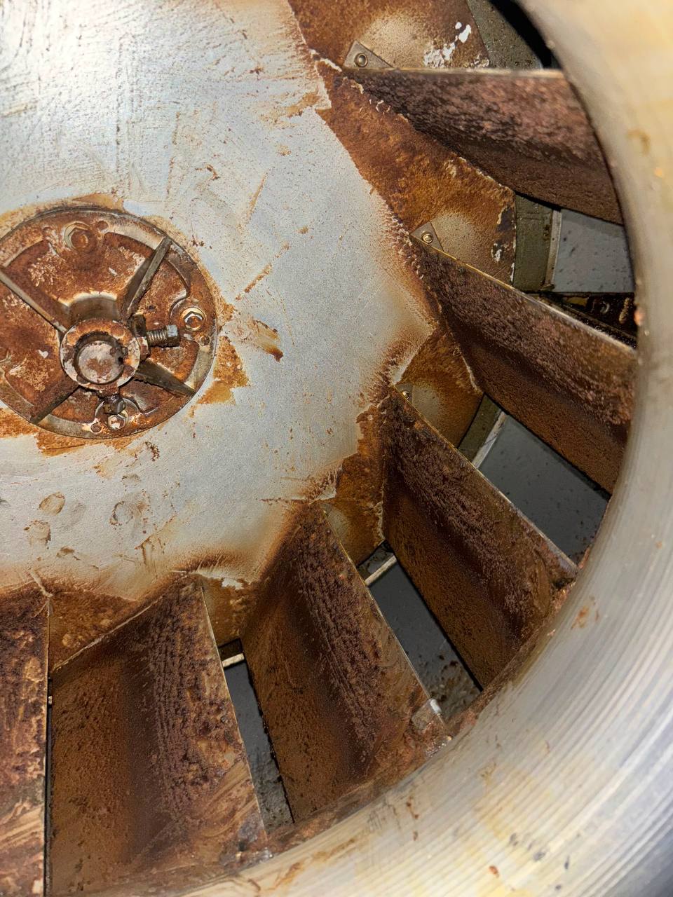 Exhaust fan blade before cleaning